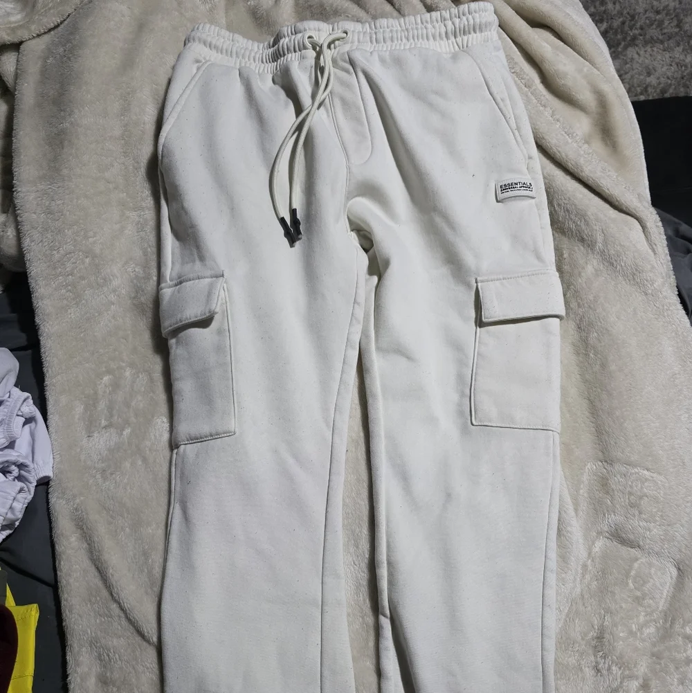 Essentials Cream Drawstring Pants - Picture 1 of 2